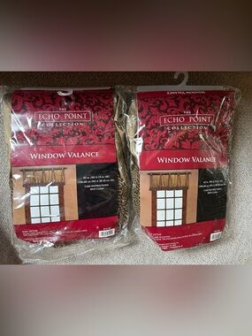 NWT Stunning Bronze / Gold / Taupe Satin Window Valance Elegant Fringe 42” X 15”